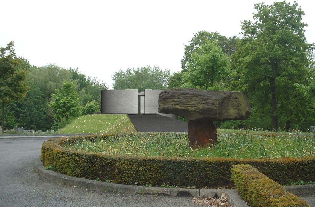 Cemetery farewell space landscape integration Bart Demeestere memorial architecture Belgium