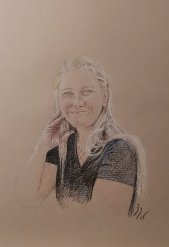 Drawing of a woman Polychromos A4