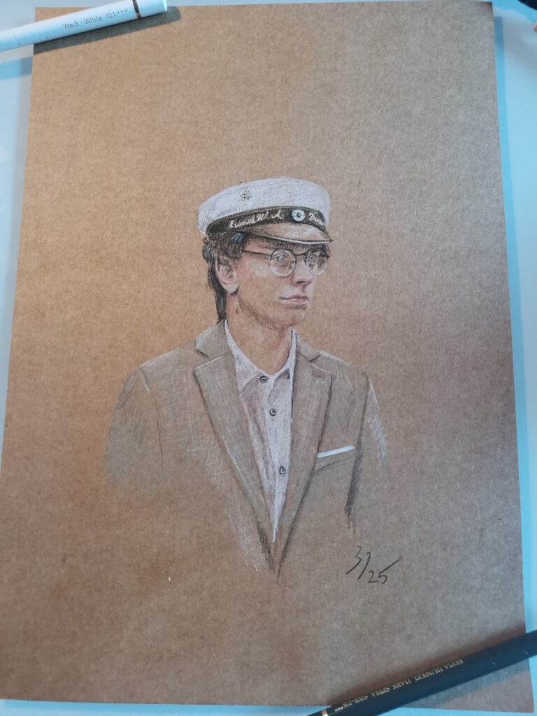 Drawing of a man Polychromos A4