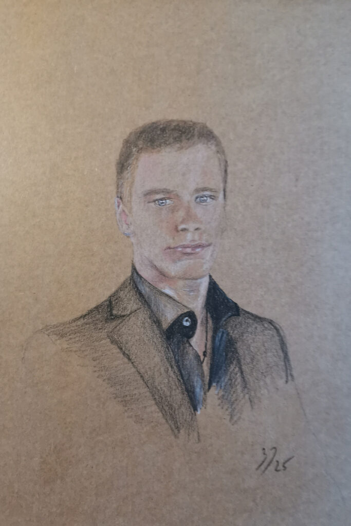 Drawing of a man Polychromos A4