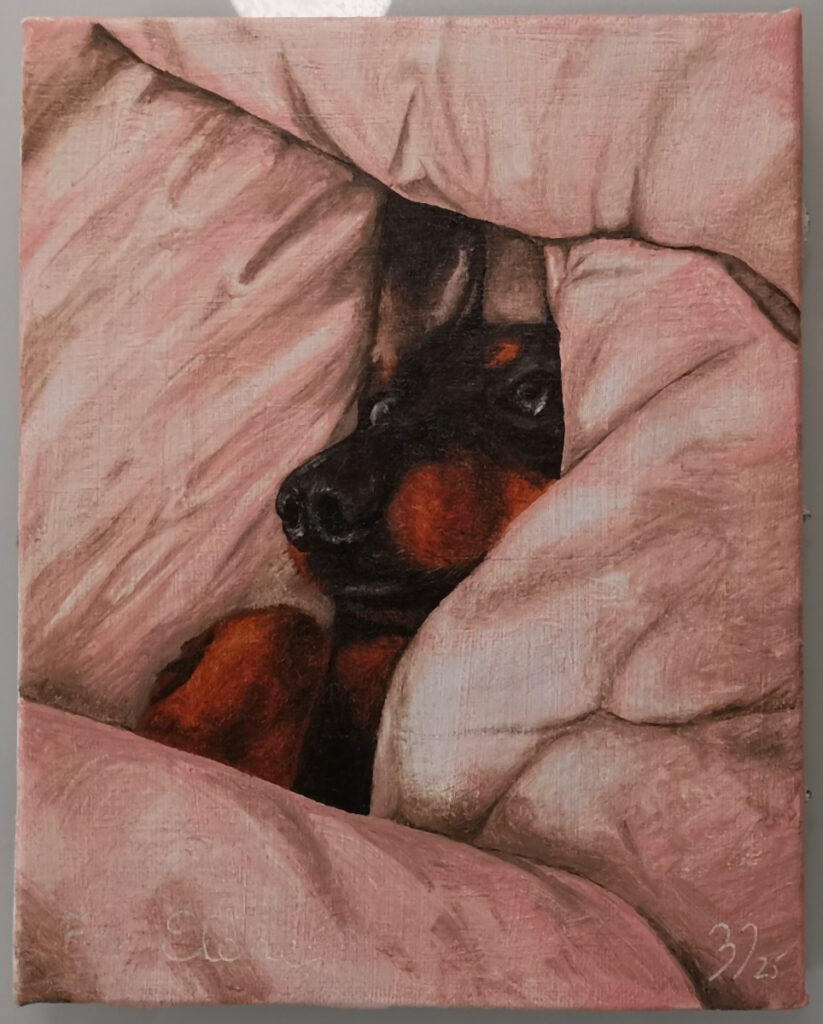 a dachshund oil on canvas